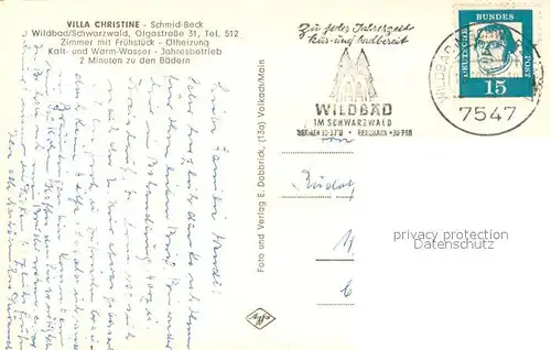 AK / Ansichtskarte Wildbad_Schwarzwald Villa Christine Wildbad_Schwarzwald