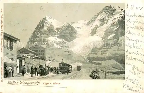 AK / Ansichtskarte Wengernalp_BE Station mit Eiger und Moench 