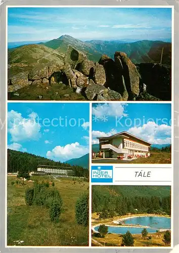 AK / Ansichtskarte Nizke_Tatry_Slovakia Pohlad na Dumbier z Chopka Hotel partizan Motel Tale Kupalisko pri hoteli Partizan 