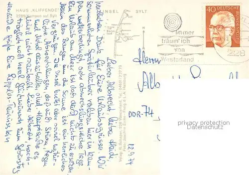 AK / Ansichtskarte Kampen__Sylt Haus Kliffende Fliegeraufnahme 