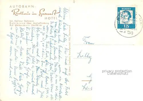 AK / Ansichtskarte Rohrbrunn Autobahn Rasthaus im Spessart Motel Rohrbrunn