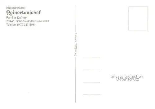 AK / Ansichtskarte Schoenwald_Schwarzwald Kulturdenkmal Reinertonishof Schoenwald Schwarzwald