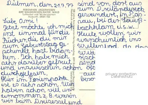 AK / Ansichtskarte Waldkirchen_Niederbayern Ferienpark Jaegerwiesen Gastraeume Ortsmotiv Waldkirchen Niederbayern