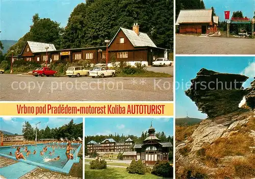 AK / Ansichtskarte Vrbno_pod_Pradedem Motorest Koliba Autoturist Freibad Felsen Vrbno_pod_Pradedem