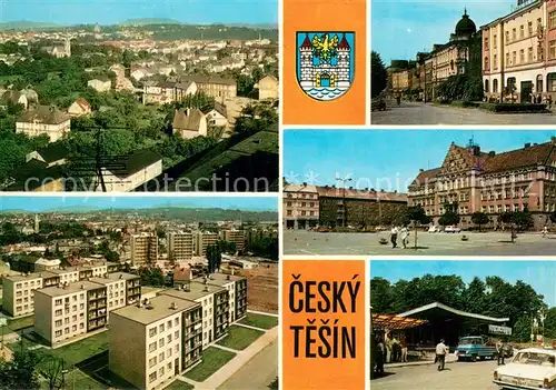AK / Ansichtskarte Cesky_Tesin_CZ Celkove pohledy namesto Gottwaldova trida s hotelem Slezsky dum Radnice Hranicni prechod do PLR 