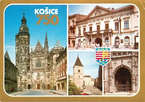 AK / Ansichtskarte Kosice_Kassa_Kaschau_Slovakia Goticky dom zo 14 stor narodna kulturna pamiatka Krajska kniznica Urbanova veza Portal domu 