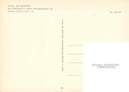 AK / Ansichtskarte Breisach_Rhein Hotel am Muenster Breisach Rhein