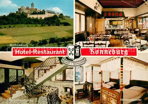 AK / Ansichtskarte Ronneburg_Hessen Die Ronneburg Hotel Restaurant Treppenaufgang Hotelzimmer Ronneburg Hessen