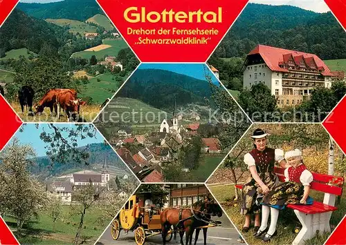 AK / Ansichtskarte Glottertal_Schwarzwald Panorama Schwarzwaldklinik Postkutsche Trachtenmaedchen 