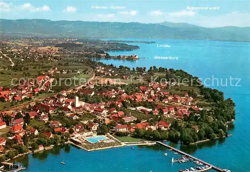 AK / Ansichtskarte Nonnenhorn_Bodensee Fliegeraufnahme mit Lindau und Wasserburg Nonnenhorn Bodensee