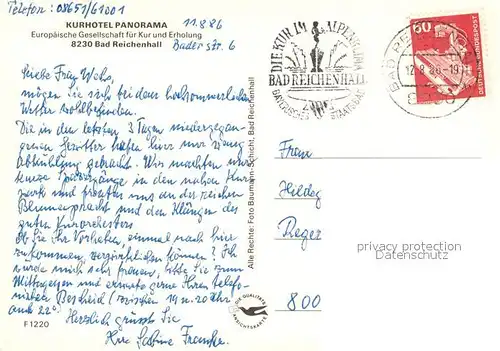 AK / Ansichtskarte Bad_Reichenhall Kurhotel Panorama Bad_Reichenhall
