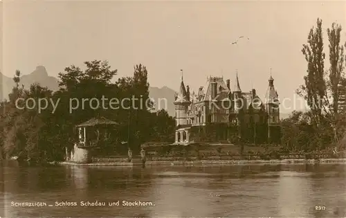 AK / Ansichtskarte Scherzligen_BE Schloss Schadau und Stockhorn 