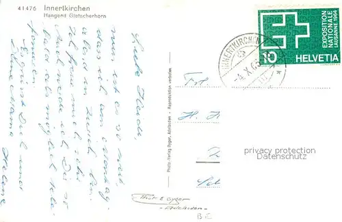AK / Ansichtskarte Innertkirchen Hangend Gletscherhorn Innertkirchen