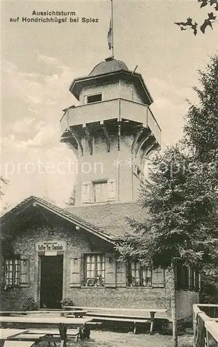 AK / Ansichtskarte Spiez_Thunersee_BE Aussichtsturm auf Hondrichhuegel Spiez_Thunersee_BE