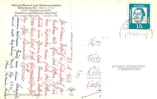 AK / Ansichtskarte Guetenbach_Schwarzwald Gasthaus Pension Maierhof Guetenbach Schwarzwald