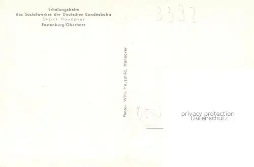 AK / Ansichtskarte Festenburg_Clausthal Zellerfeld Erholungsheim des Sozialwerkes der Deutschen Bundesbahn Festenburg