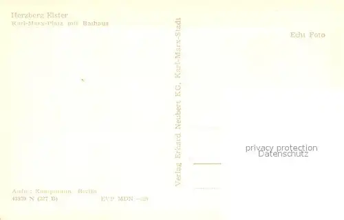 AK / Ansichtskarte Herzberg_Elster Karl Marx Platz mit Rathaus Herzberg_Elster