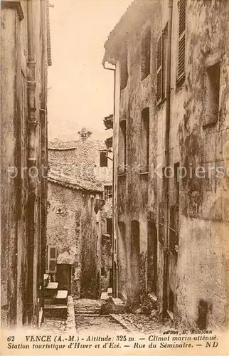 AK / Ansichtskarte Vence la Jolie Rue du Seminaire Vence la Jolie
