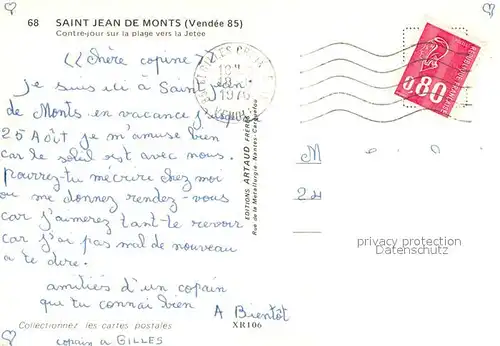 AK / Ansichtskarte Saint_Jean_de_Monts Contre jour sur la Plage vers la Jetee Saint_Jean_de_Monts