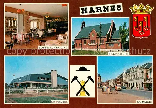 AK / Ansichtskarte Harnes_Pas_de_Calais Eglise du 21 La Piscine La Mairie Harnes_Pas_de_Calais