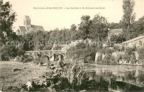 AK / Ansichtskarte Saint Ceneri le Gerei_61 Bords de la Sarthe Pont Eglise 