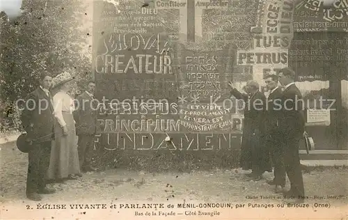 AK / Ansichtskarte Menil Gondouin_61 Eglise vivante et parlante par Putanges ou Briouze Bas de la Facade 