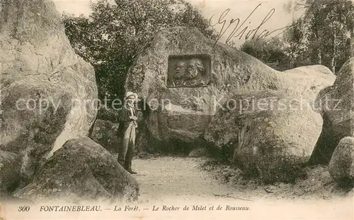 AK / Ansichtskarte Fontainebleau_77_Seine_et_Marne Le Rocher de Milet et de Rousseau a la foret Gedenkstein 