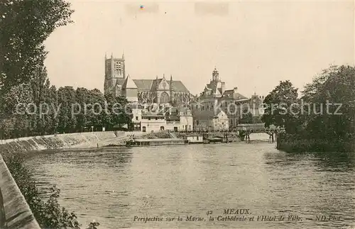 AK / Ansichtskarte Meaux_77 Perspective sur la Marne Cathedrale Hotel de Ville 
