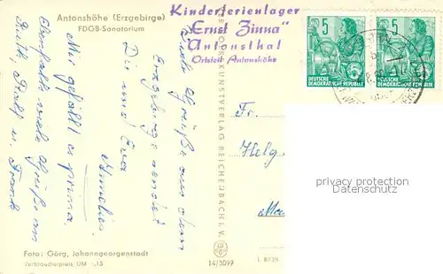 AK / Ansichtskarte Antonshoehe_Breitenbrunn FDGB Sanatorium Antonshoehe Breitenbrunn