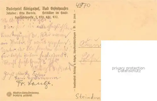 AK / Ansichtskarte Bad_Oeynhausen Badehotel Koenigshof Steindruck Bad_Oeynhausen