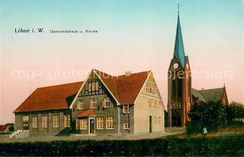 AK / Ansichtskarte 33 Loehne Gemeindehaus und Kirche  Loehne