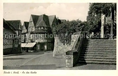 AK / Ansichtskarte Buende_Westfalen An der Kirche Gasthaus Fischer und Heuer Buende_Westfalen