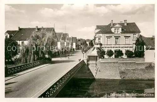 AK / Ansichtskarte Buende_Westfalen Elsebruecke mit Schoenfaerberei Chem Reinigung Buende_Westfalen