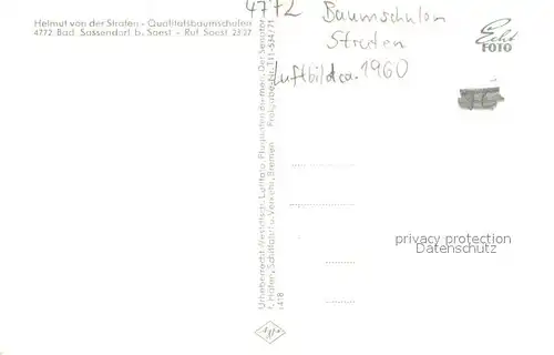 AK / Ansichtskarte Bad_Sassendorf Helmut von der Straten Qualitaetsbaumschulen Fliegeraufnahme Bad_Sassendorf
