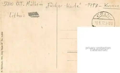 AK / Ansichtskarte Muelheim_Rhein Kaserne Faecherkarte Muelheim Rhein