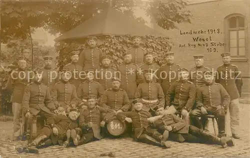 AK / Ansichtskarte Wesel_Rhein Landwehr 1913 Art.Regt No 48 Stube 103 Gruppenaufnahme Wesel Rhein