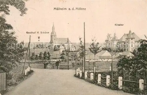 AK / Ansichtskarte Muelheim_Warstein Gasthof Schoene Kirche Kloster Muelheim_Warstein