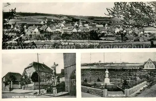 AK / Ansichtskarte Unterwittighausen Panorama Partie mit Pfarrhaus Kriegerdenkmal Unterwittighausen