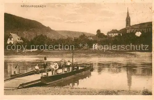 AK / Ansichtskarte Neckargerach Neckarfaehre Kirche Faehrmann Joh Plitt Neckargerach