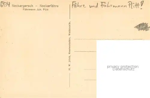 AK / Ansichtskarte Neckargerach Neckarfaehre Kirche Faehrmann Joh Plitt Neckargerach