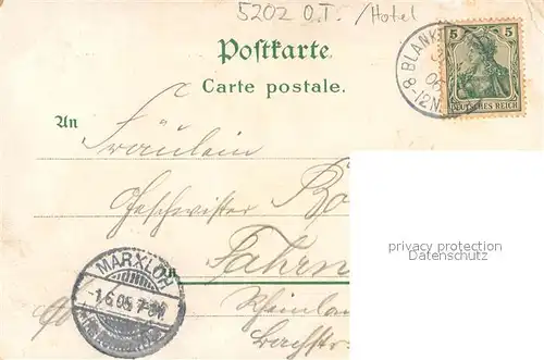 AK / Ansichtskarte Blankenberg_Sieg Hotel Honrath Blankenberg_Sieg