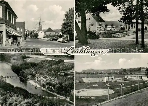 AK / Ansichtskarte Leichlingen_Rheinland Partie am Stadtpark Talsperre Diepental Schwimmbad Leichlingen_Rheinland