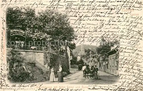 AK / Ansichtskarte Eppstein_Taunus Hauptstrasse mit Hotel Seiler und Ruine Eppstein_Taunus