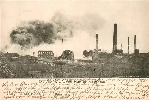 AK / Ansichtskarte Griesheim_Frankfurt_Main Explosion in den Chemischen Fabriken Griesheim 