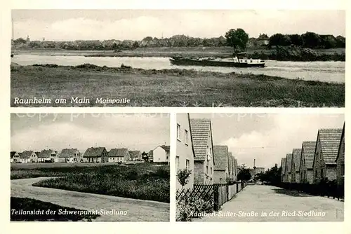AK / Ansichtskarte Raunheim Mainpartie Schwerpunkt Siedlung Adalbert Stifter Strasse in der Ried Siedlung Raunheim