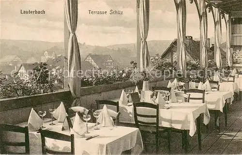 AK / Ansichtskarte Lauterbach_Hessen Hotel Terrasse Schuez Lauterbach Hessen