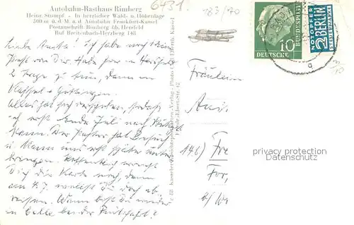 AK / Ansichtskarte Rimberg_Bad_Hersfeld Autobahn Rasthaus Rimberg Rimberg_Bad_Hersfeld