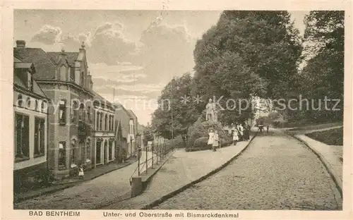 AK / Ansichtskarte Bad_Bentheim Unter und Oberstrasse mit Bismarckdenkmal Bad_Bentheim