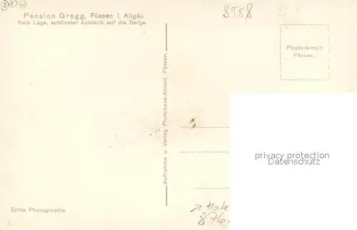 AK / Ansichtskarte Fuessen_Allgaeu Gaststaette Pension Gregg Fuessen Allgaeu