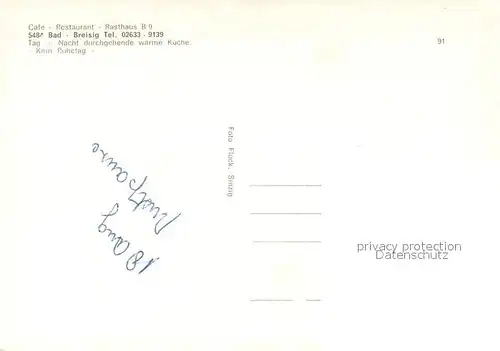 AK / Ansichtskarte Bad_Breisig Cafe Restaurant Rasthaus Gastraeume Theke Bad_Breisig